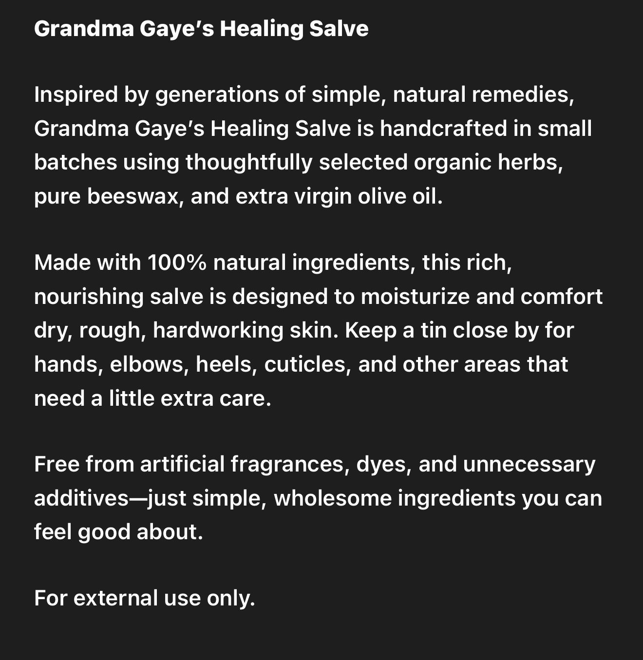 Grandma Gaye's Herbal Salve Small - Image 2
